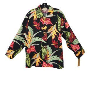 Painted Pony Floral Print Jacket Womens Size XL Cotton 3 Wood Style Button NEW